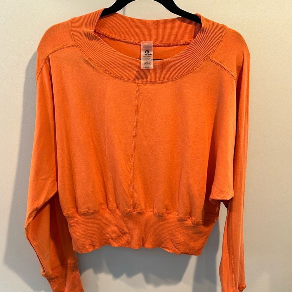 Mono B Large Orange Melon Crewneck Pullover Top